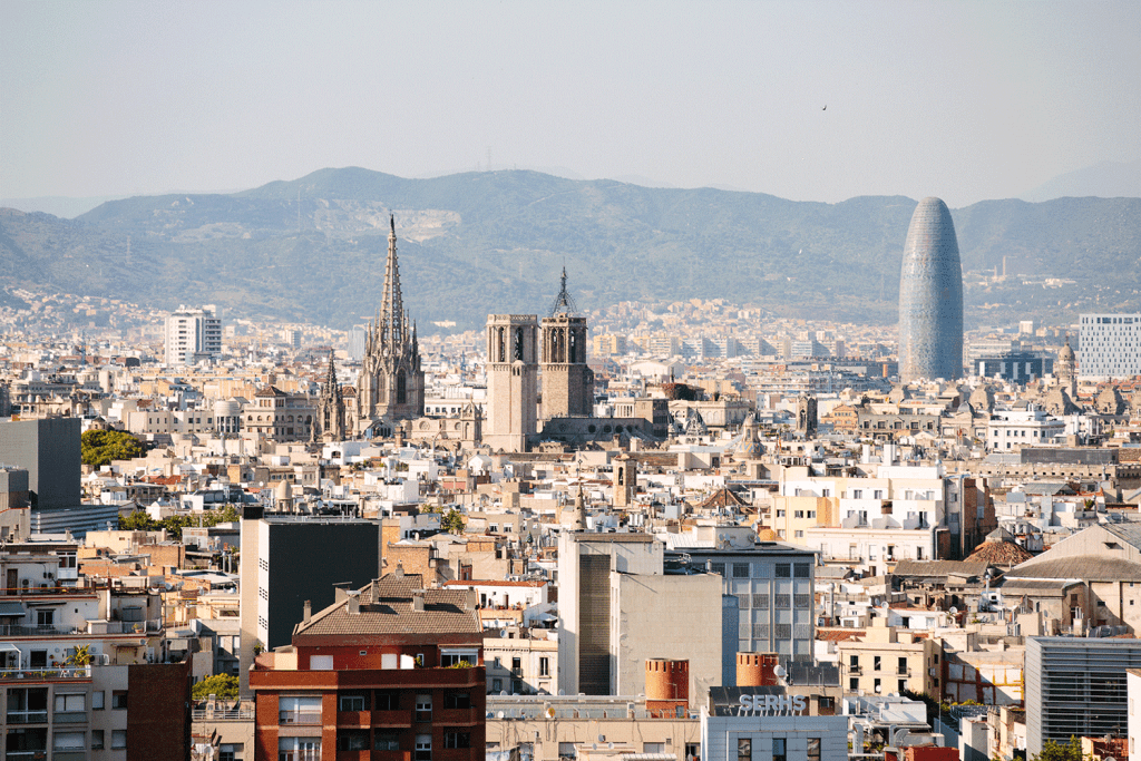 skyline view of Barcelona, Spain