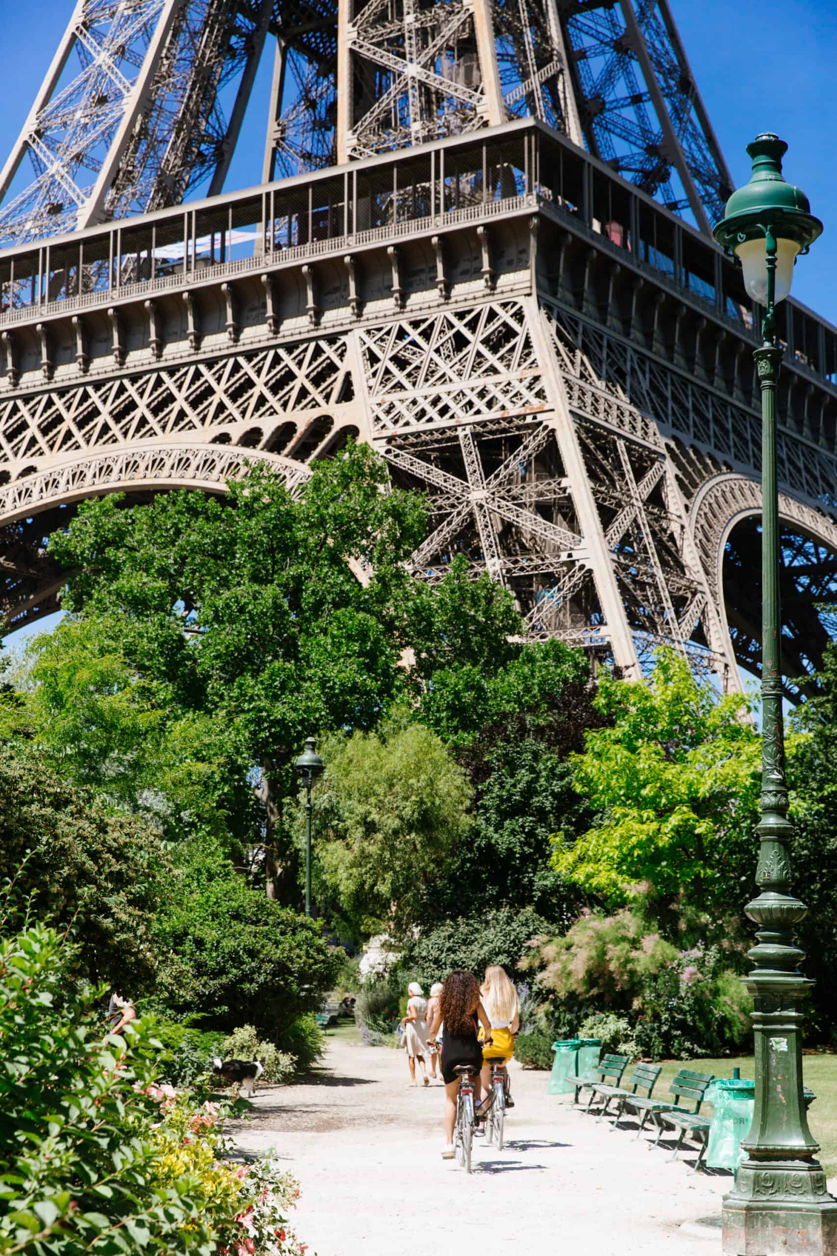 Biking by the Eiffel Tower.