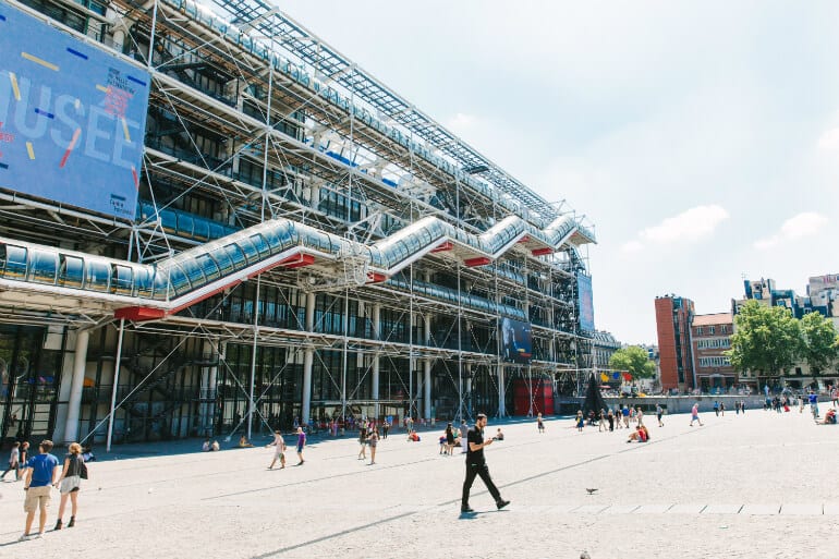 The exterior of Centre Pompidou in Paris France
