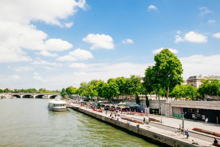 Seine River in Paris on a sunny day