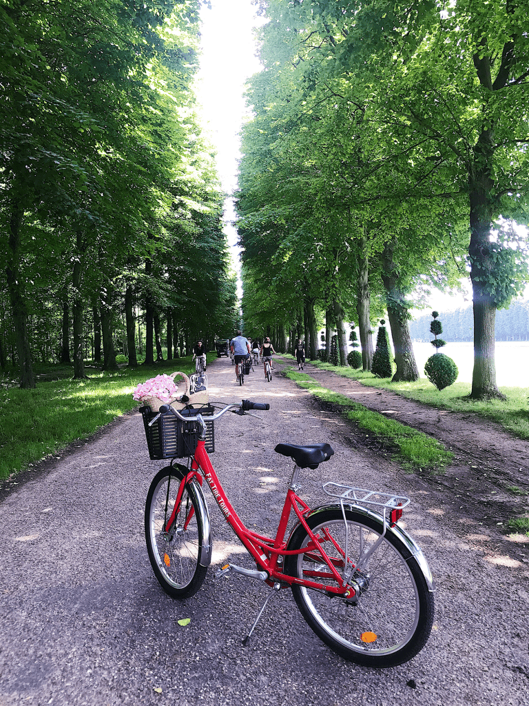 Red bike in Versailles, France