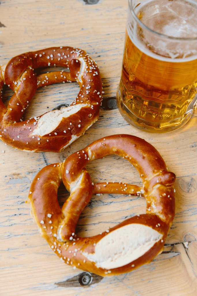 beer and pretzel in munich, germany