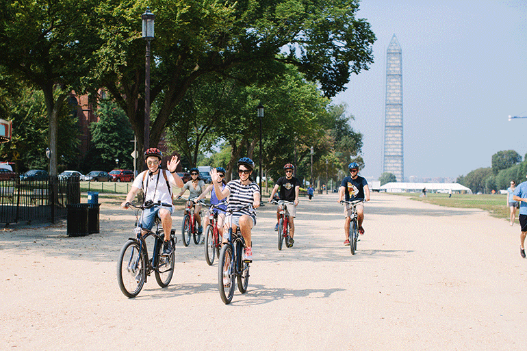 people on a bike tour in washington dc