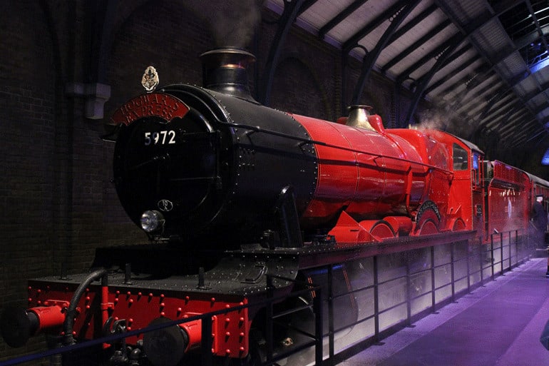 The Hogwarts Express train at Warner Bros Studio The Making of Harry Potter, London.