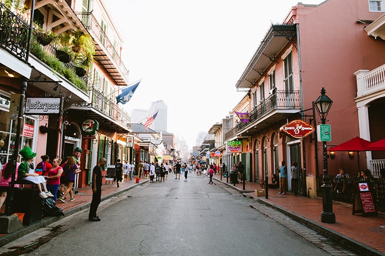 Bourbon Street, New Orleans during the daytime.