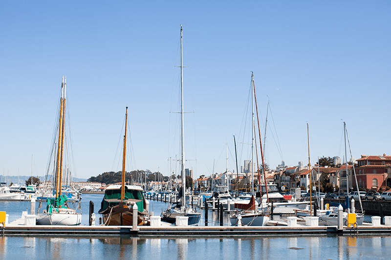 The marina in San Francisco filled with boats