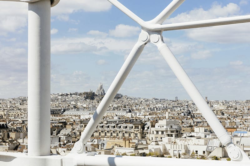 View of the Paris skyline and Sacré-Cœur from the Centre Pompidou terrace.