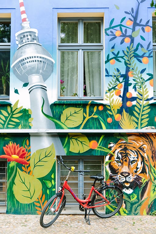 picture of red bike in berlin, germany