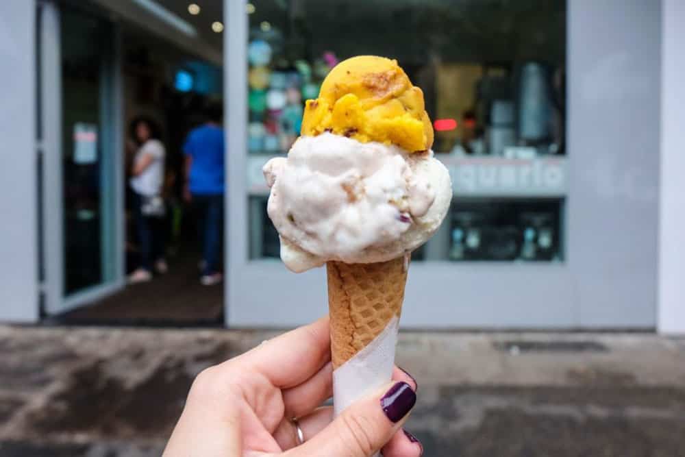 holding up in gelato ice cream in rome