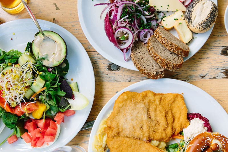 A table of food in Berlin, Germany