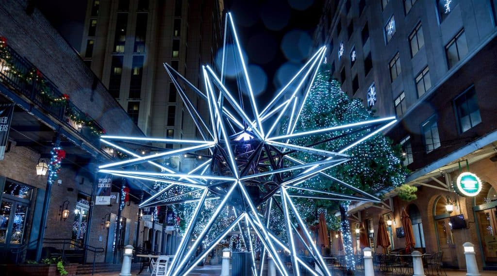 Light display during LUNA Fete in New Orleans, Louisiana