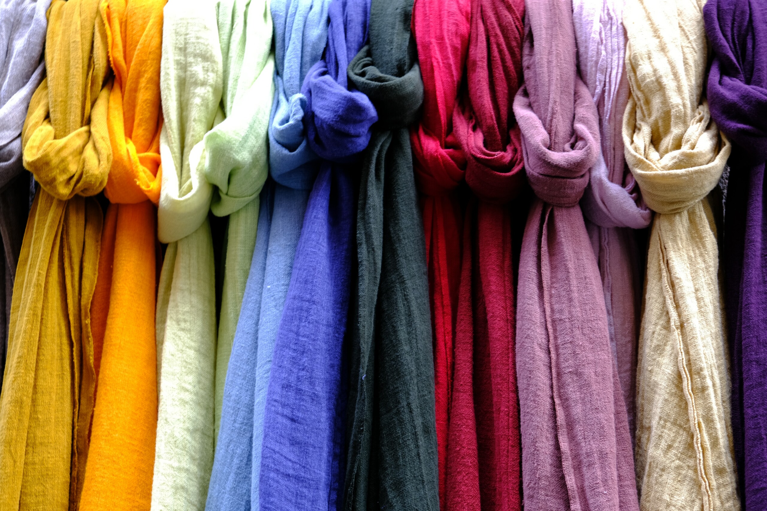 colorful scarves on displau