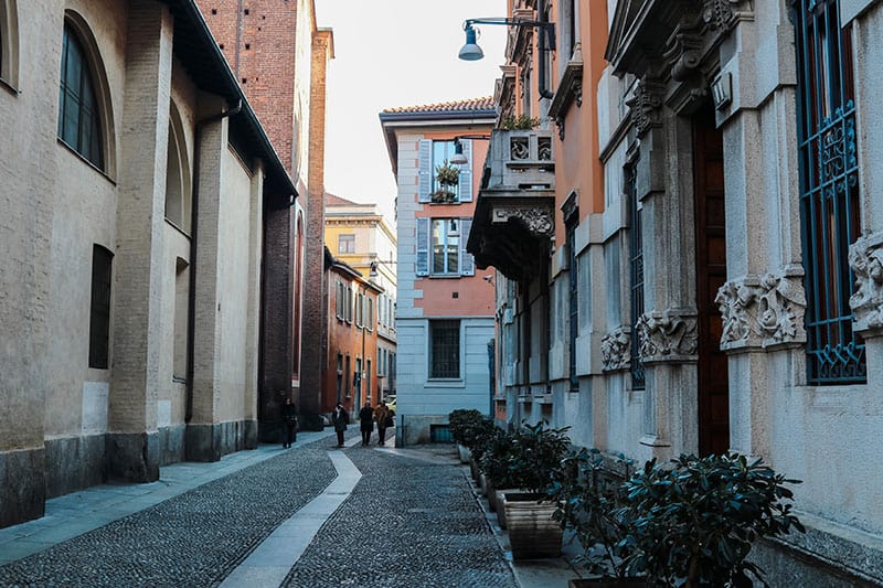 Quiet streets of Milan, Italy in the winter