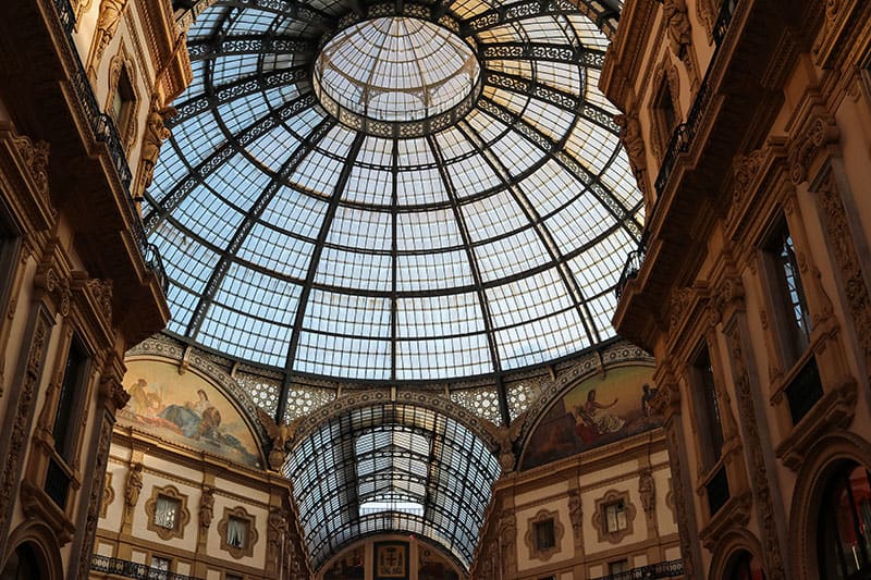 Interior of Galleria Vittorio Emanuele II in Milan