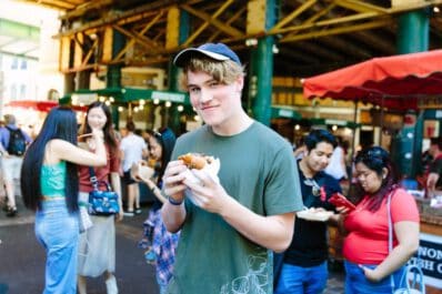A boy enjoys a treat at Borough Market