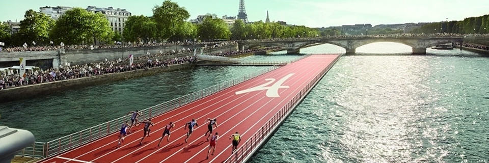 runners on the Seine, Paris 2024 Olympic Games