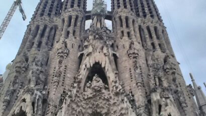 The facade of the Sagrada Familia in Barcelona, Spain
