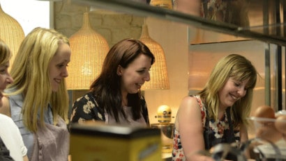 Three woman learn how to make croissants in Paris, France