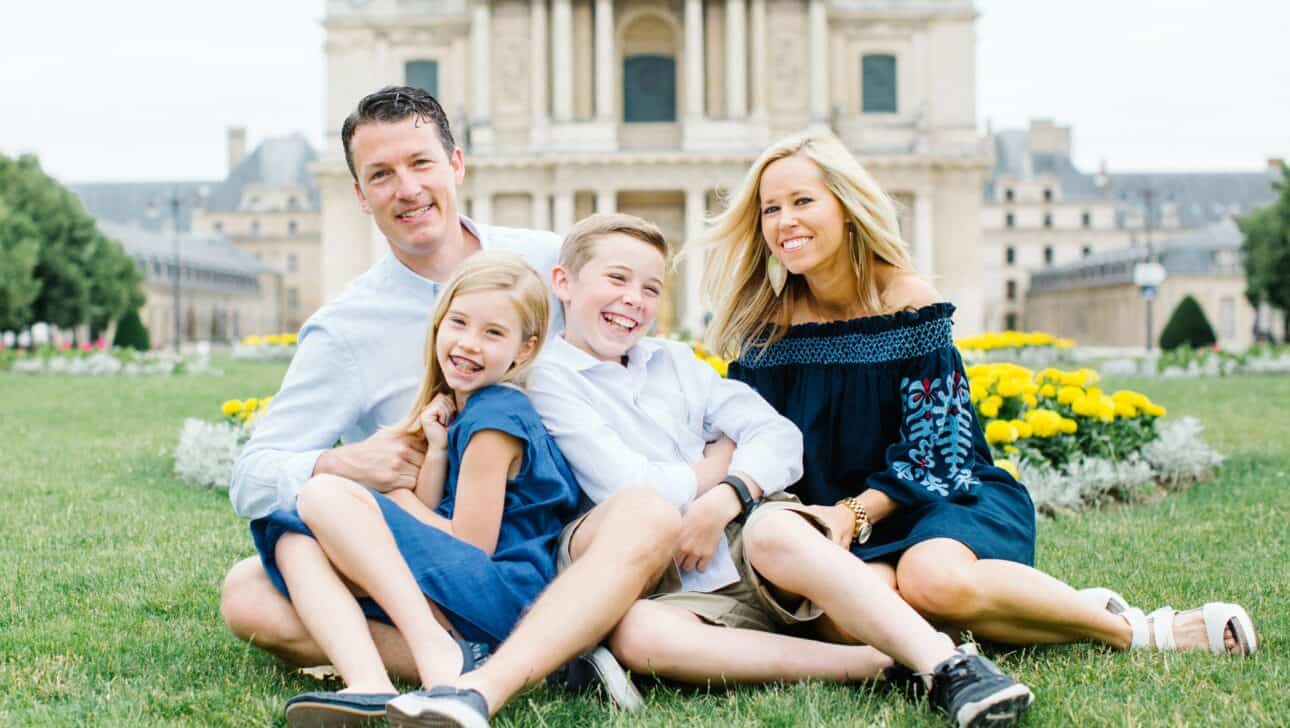 David Mebane, founder of Fat Tire Tours, and his family in Paris