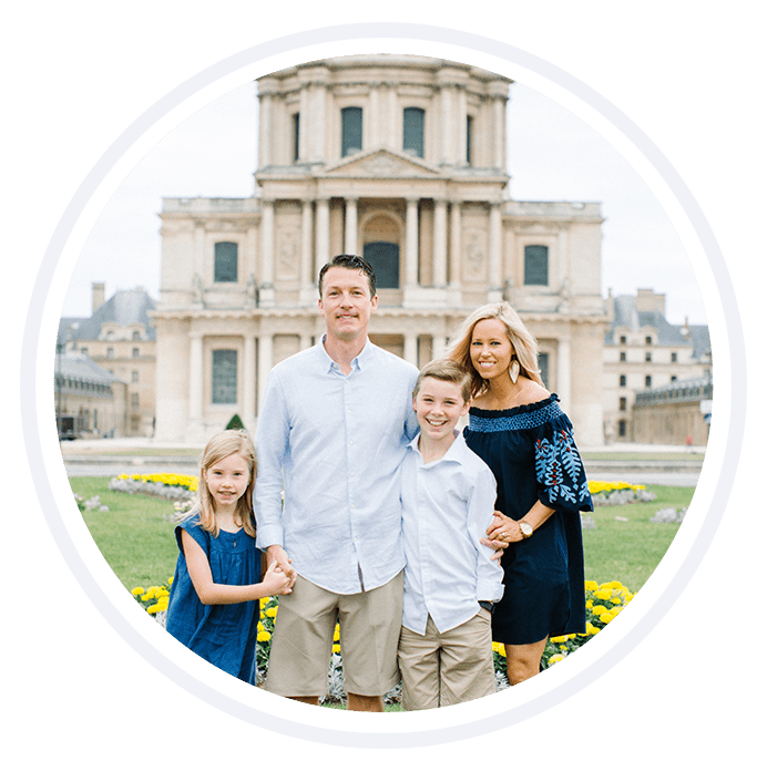 David Mebane, Founder of Fat Tire Tours, and his family in Paris