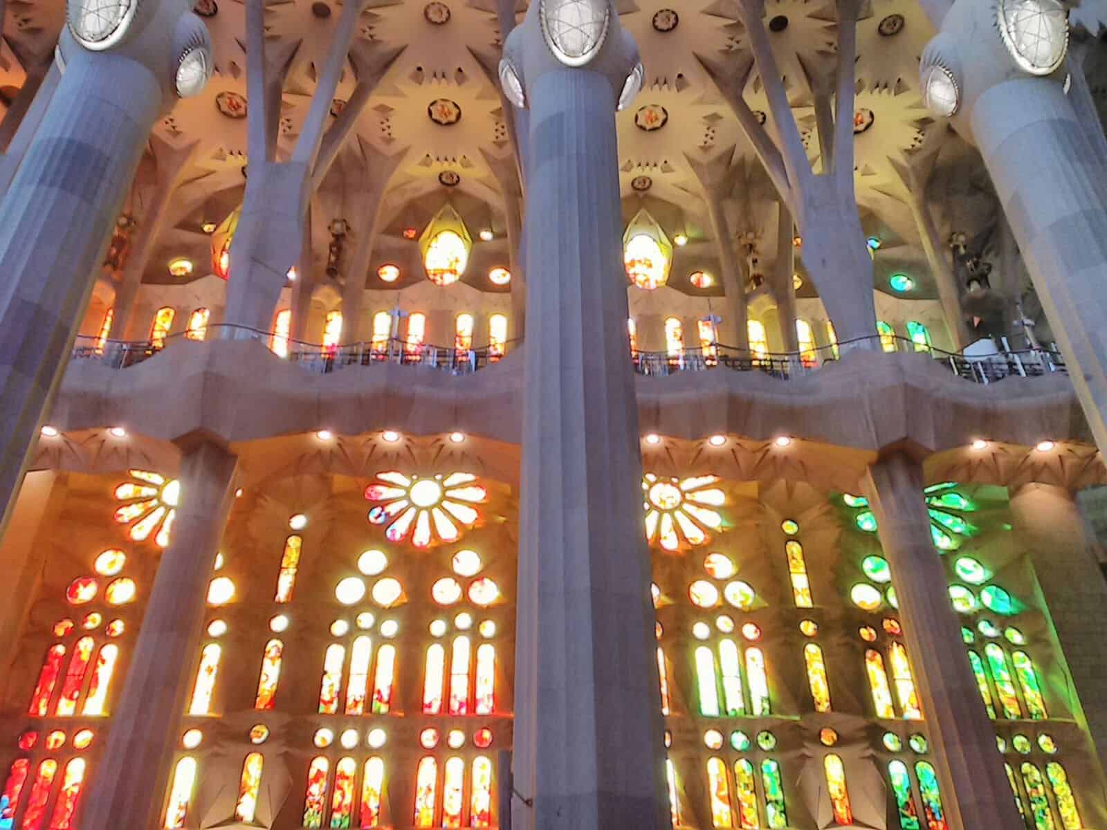 The colorful lights inside the Sagrada Familia