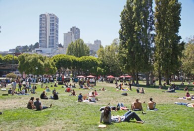 A view of Washington Square Park in San Francisco, California