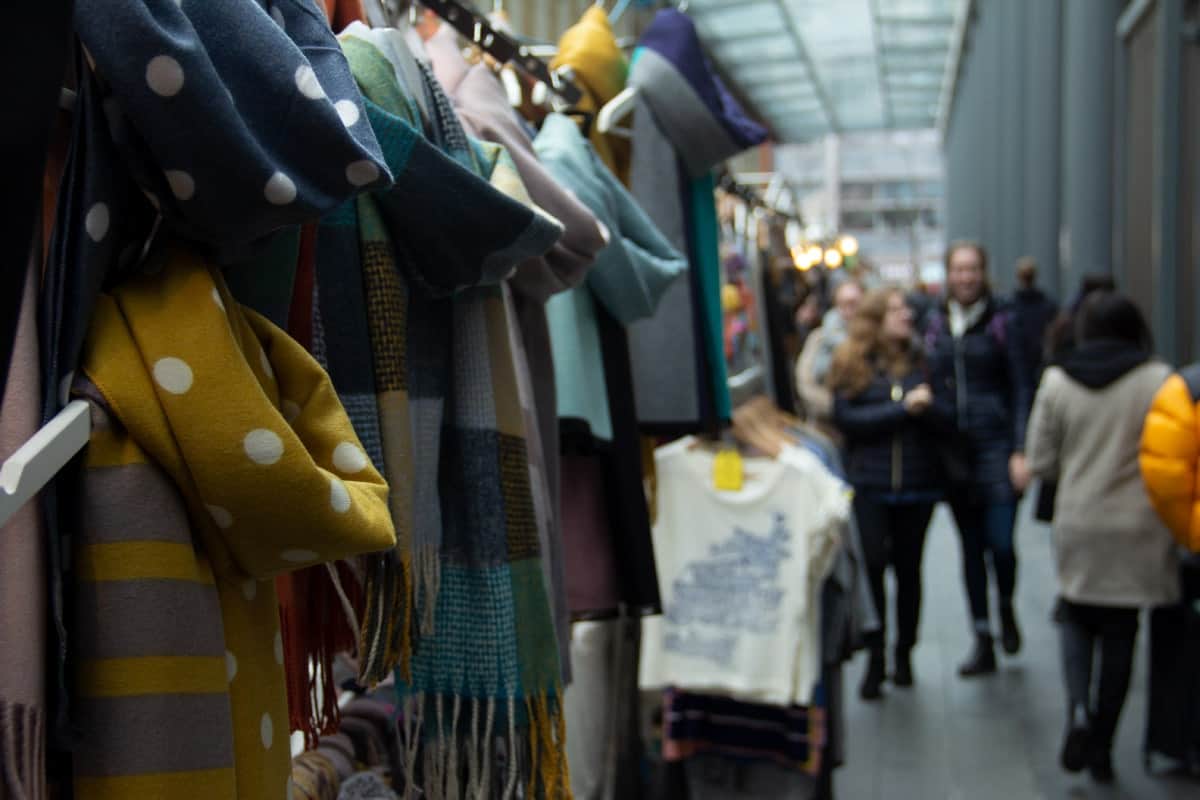 Scarves and other clothing accessories at an East End London Market