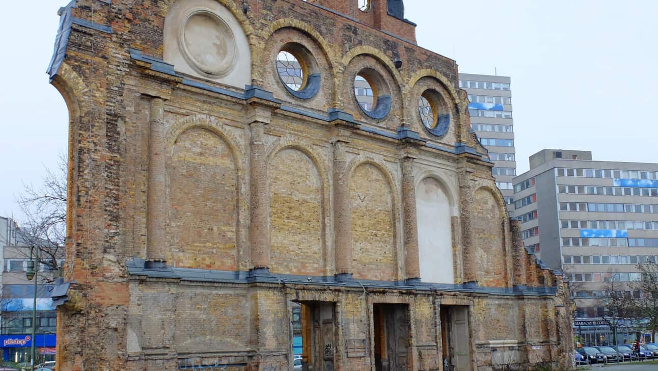 The Anhalter Train Station in Berlin after World War II damage