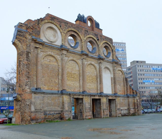 The Anhalter Train Station in Berlin after World War II damage