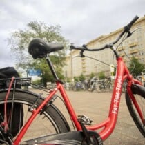 a red bicycle in Berlin, Germany