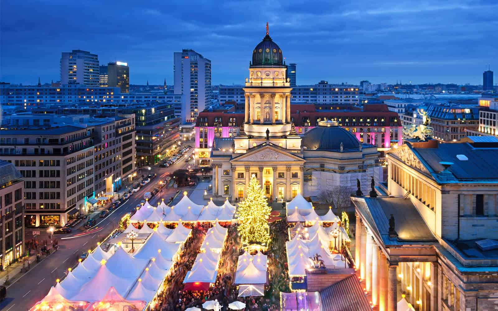 A view from above of the Berlin Christmas Market