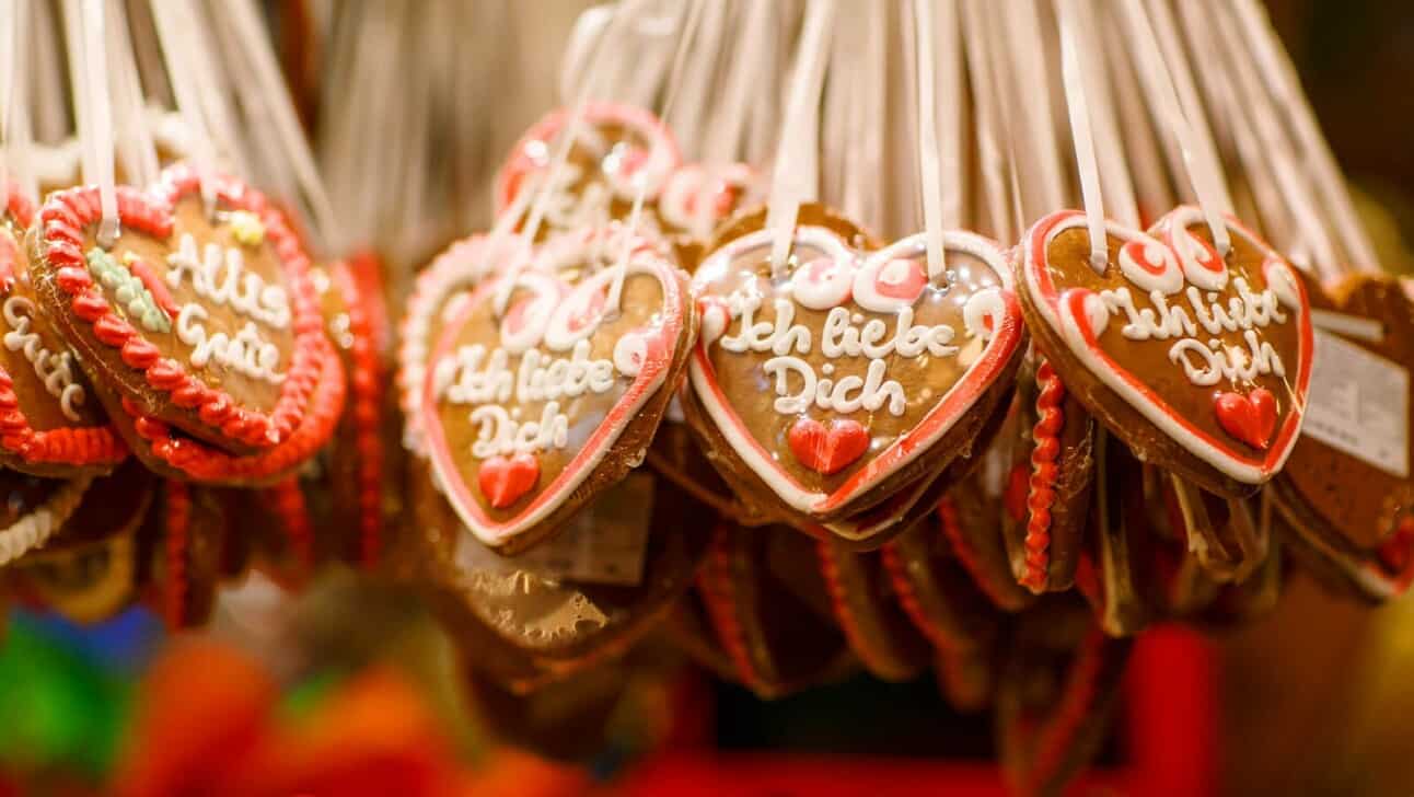 Heart-shaped gingerbread Christmas tree ornaments