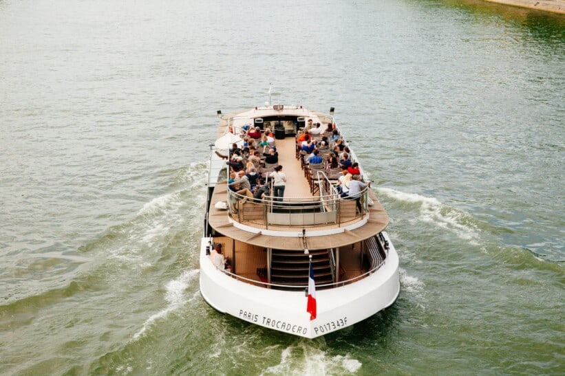 A boat along the Seine River in Paris, France