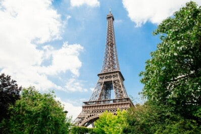 The Eiffel Tower as seen from the Champs de Mars in Paris, France