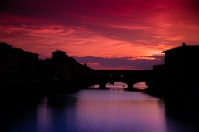 A pink sky in Florence, Italy