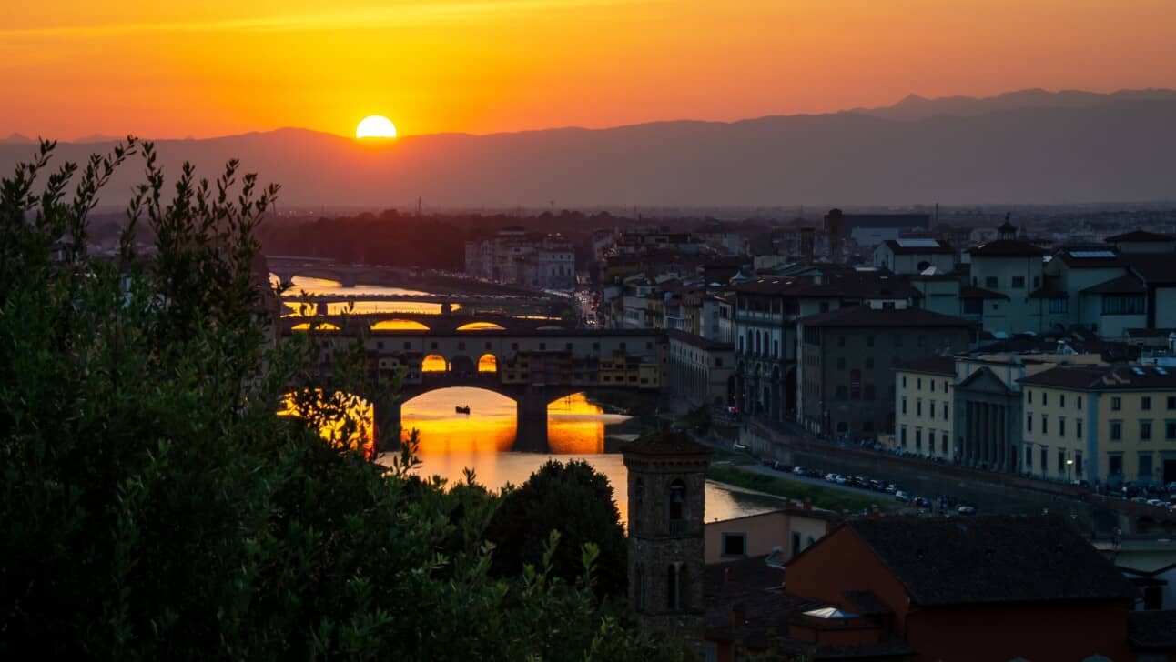 A view of Florence from the Piazzale Michelangelo at sunset