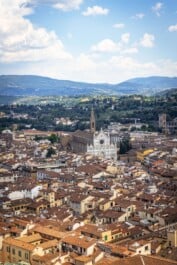 A bird's eye view of the city of Florence and Tuscany