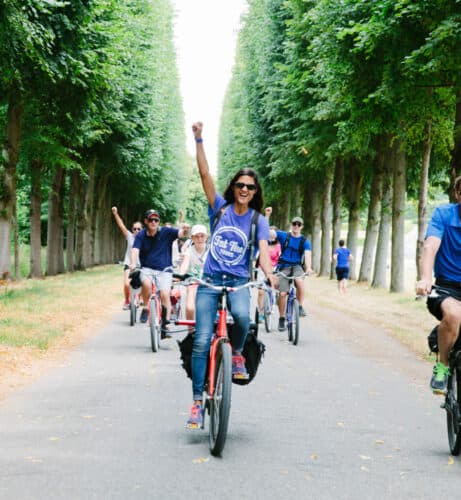 A person riding a bike.