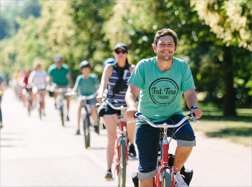 People riding bikes in Hyde Park in London