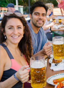 People drinking beer.