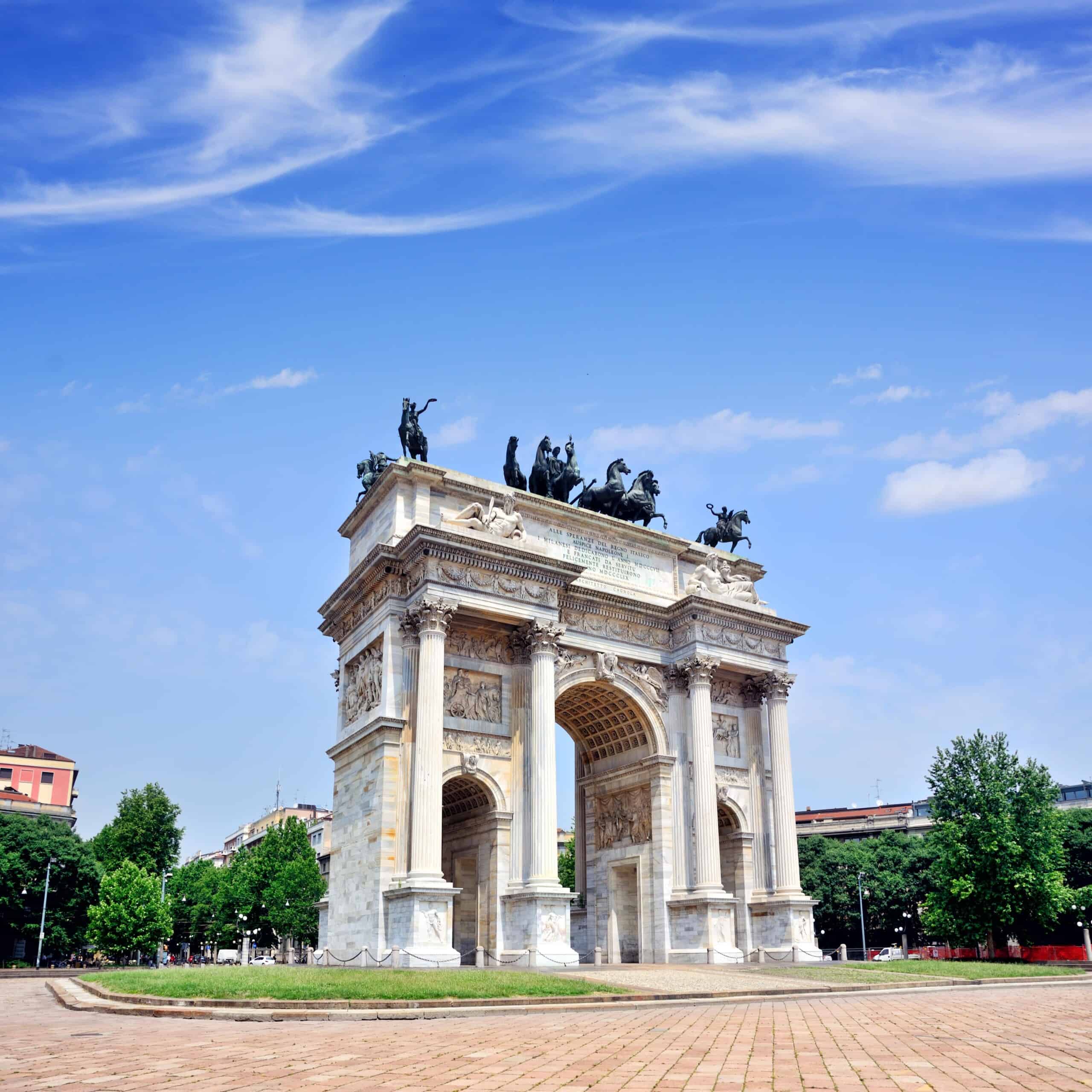 The Peace Arch in Parc Sempione in Milan, Italy
