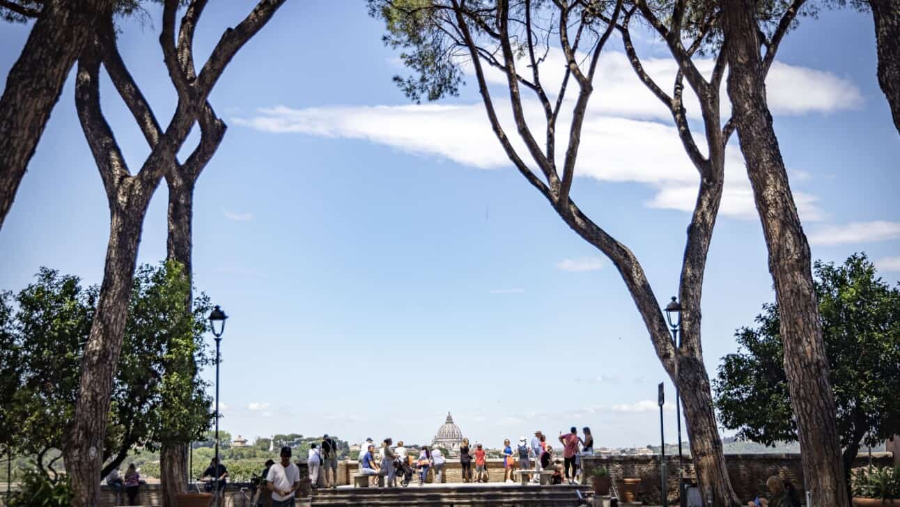 A view of St. Peter's Basilica from Aventine Hill