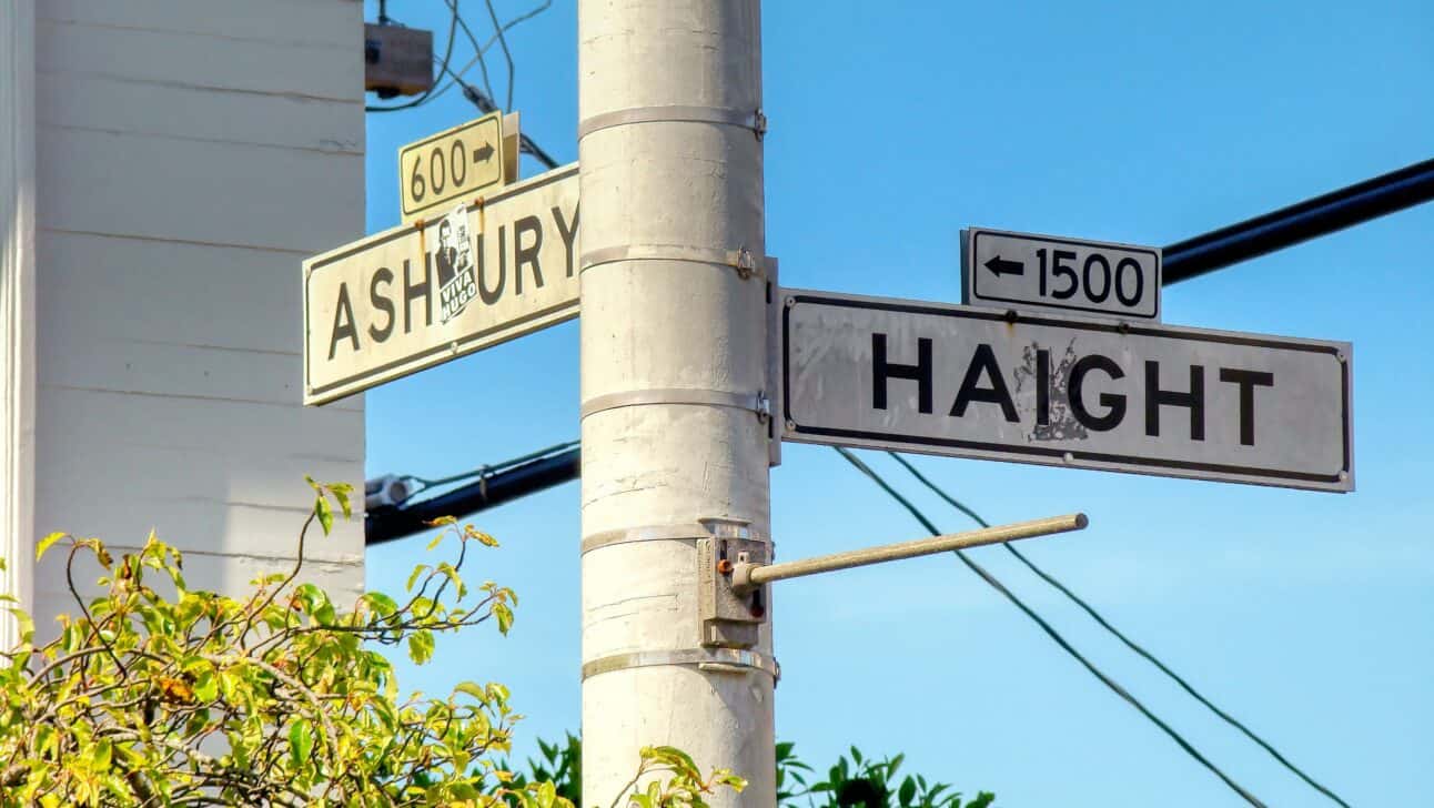 The corner of Haight and Ashbury in San Francisco, California