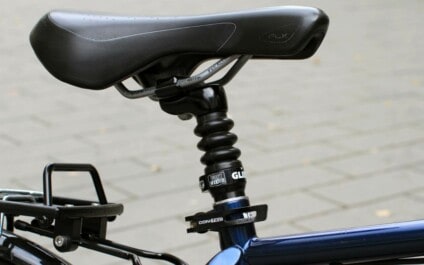 The seat of a trekking bike