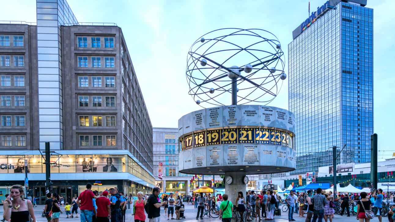 The World Time Clock in Alexanderplatz, Berlin, Germany