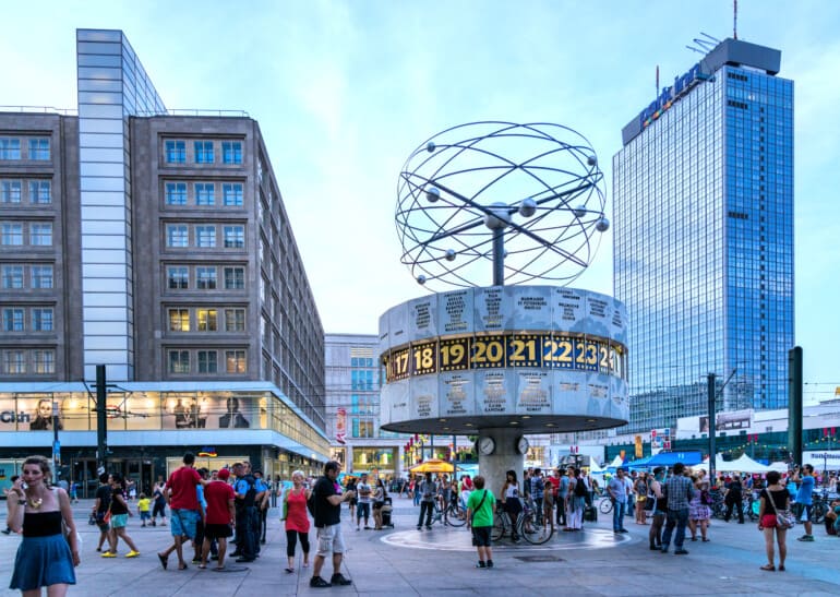 The World Time Clock in Alexanderplatz, Berlin, Germany