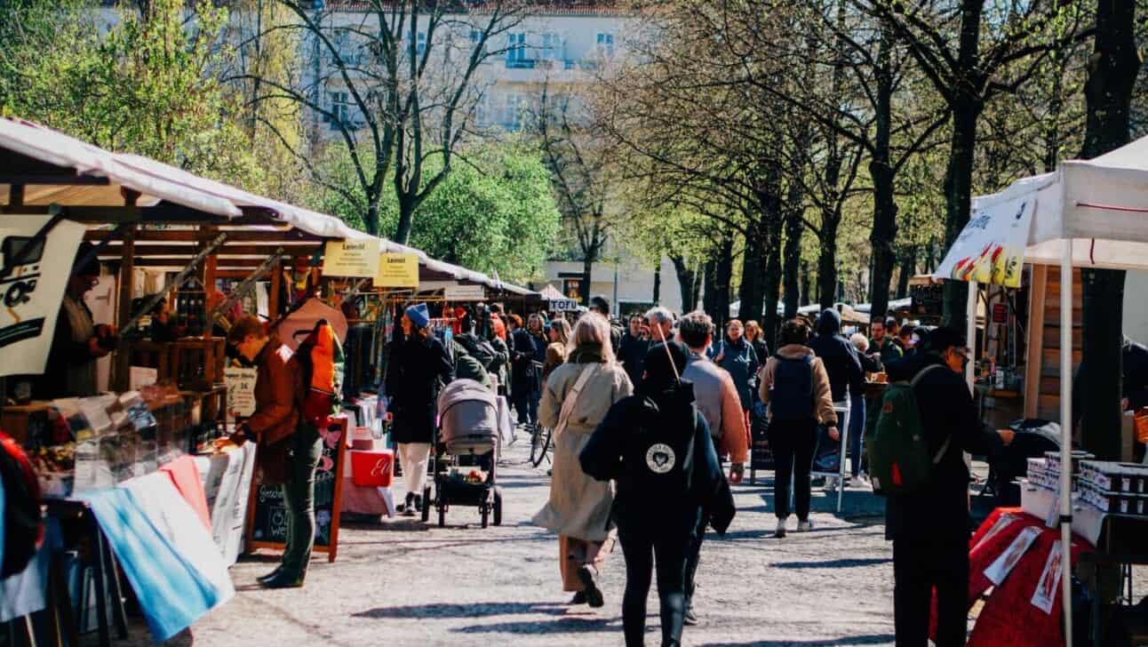 The market in Boxhagener Platz in Berlin, Germany
