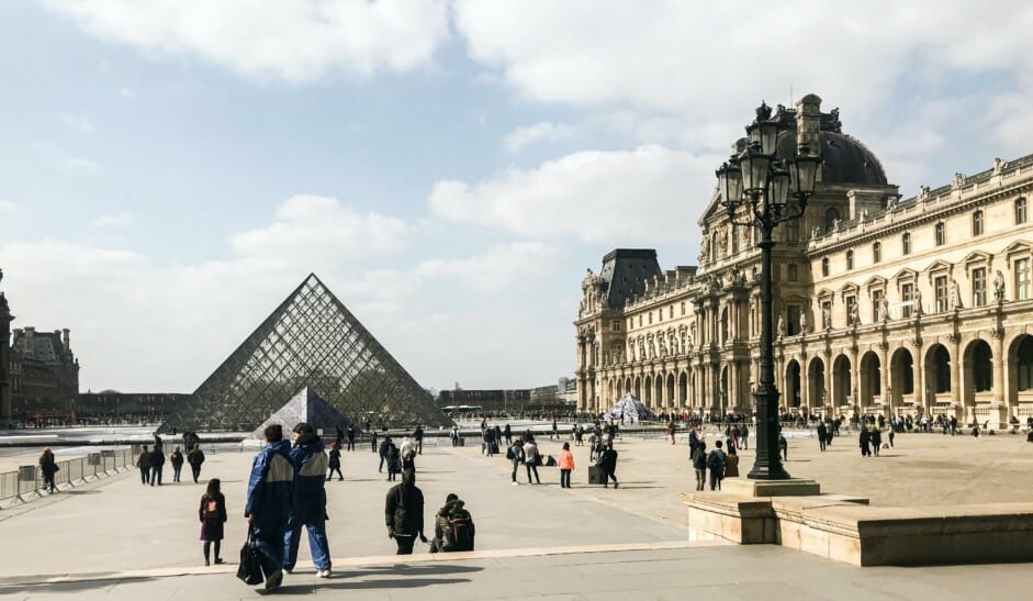 The courtyard of the Louvre in Paris, France