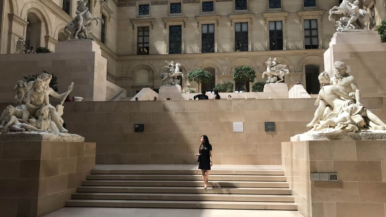 The statue gallery in the Louvre in Paris, France