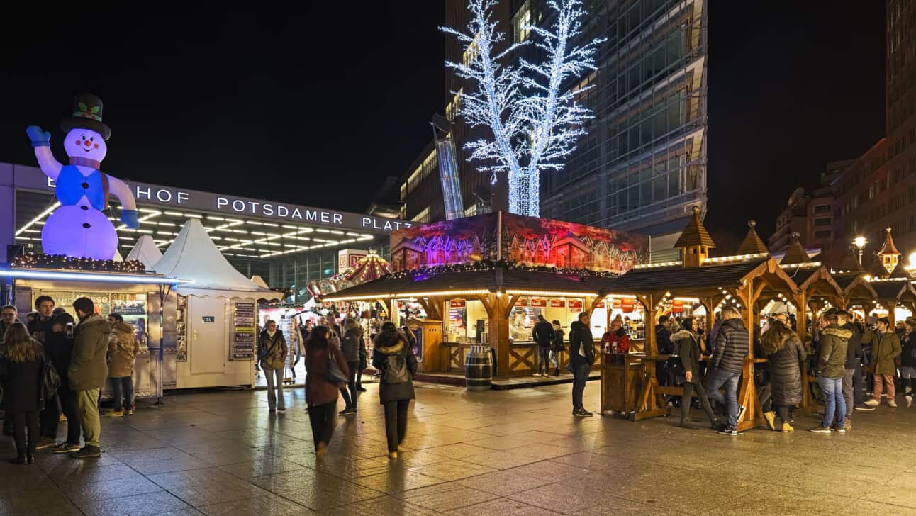 The Potsdamer Platz Christmas Market in Berlin, Germany